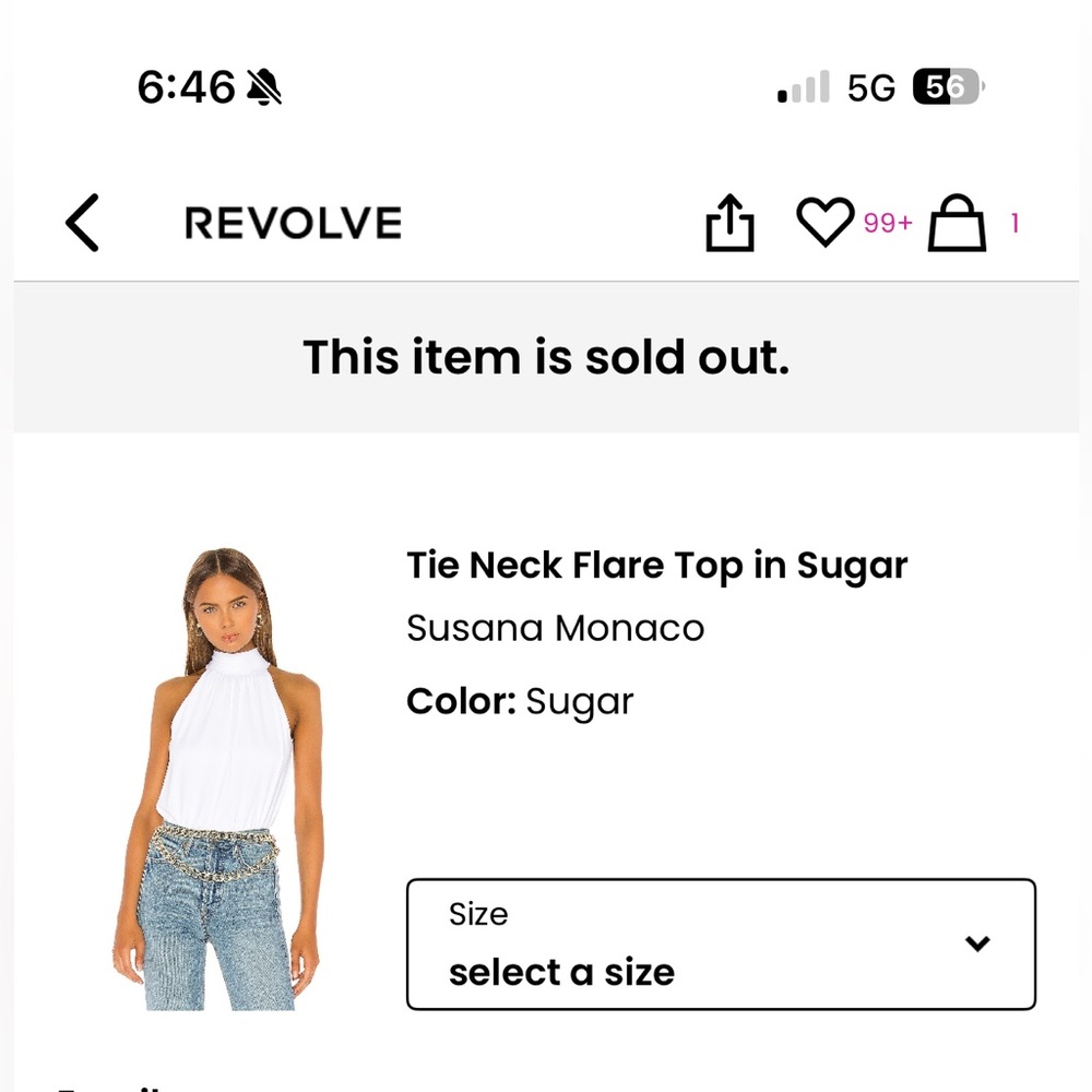 Susana Monaco White Tie Neck Flare Top